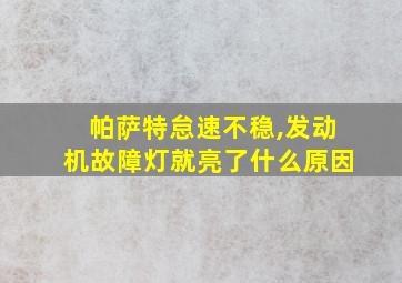 帕萨特怠速不稳,发动机故障灯就亮了什么原因