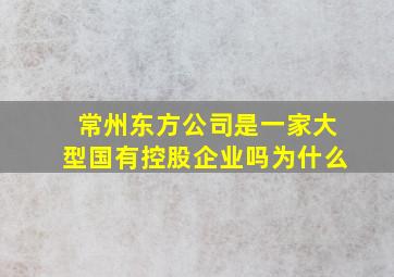 常州东方公司是一家大型国有控股企业吗为什么