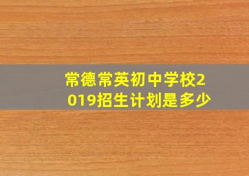 常德常英初中学校2019招生计划是多少