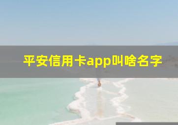 平安信用卡app叫啥名字