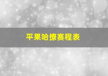 平果哈撩赛程表