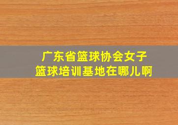 广东省篮球协会女子篮球培训基地在哪儿啊