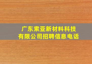 广东索亚新材料科技有限公司招聘信息电话