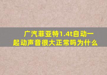 广汽菲亚特1.4t自动一起动声音很大正常吗为什么