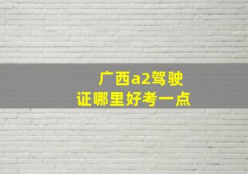 广西a2驾驶证哪里好考一点