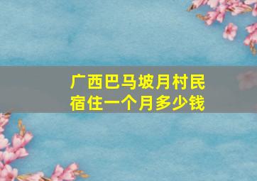 广西巴马坡月村民宿住一个月多少钱