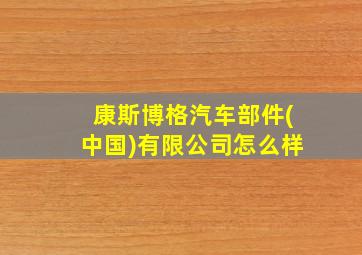 康斯博格汽车部件(中国)有限公司怎么样