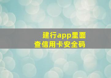 建行app里面查信用卡安全码