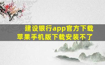 建设银行app官方下载苹果手机版下载安装不了