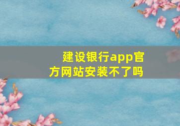 建设银行app官方网站安装不了吗