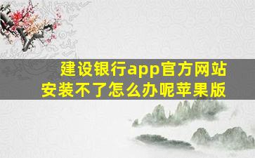 建设银行app官方网站安装不了怎么办呢苹果版