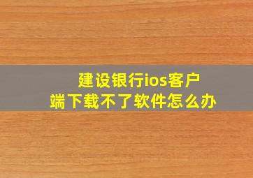 建设银行ios客户端下载不了软件怎么办