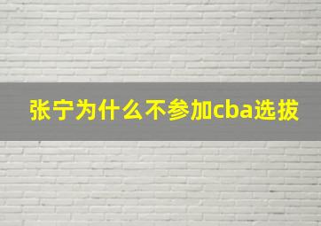 张宁为什么不参加cba选拔