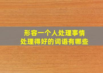 形容一个人处理事情处理得好的词语有哪些