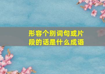 形容个别词句或片段的话是什么成语