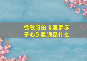 徐歌阳的《追梦赤子心》歌词是什么