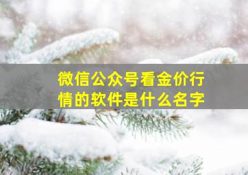 微信公众号看金价行情的软件是什么名字