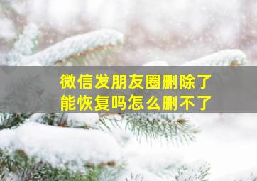 微信发朋友圈删除了能恢复吗怎么删不了