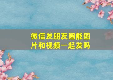 微信发朋友圈能图片和视频一起发吗