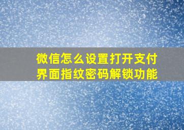 微信怎么设置打开支付界面指纹密码解锁功能