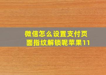 微信怎么设置支付页面指纹解锁呢苹果11