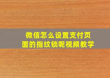 微信怎么设置支付页面的指纹锁呢视频教学