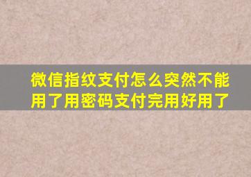 微信指纹支付怎么突然不能用了用密码支付完用好用了