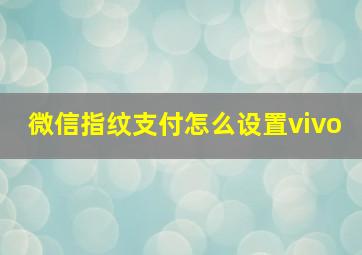 微信指纹支付怎么设置vivo