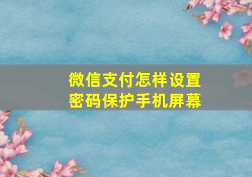 微信支付怎样设置密码保护手机屏幕