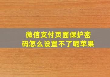 微信支付页面保护密码怎么设置不了呢苹果