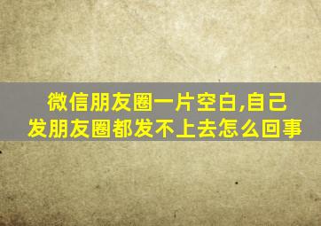 微信朋友圈一片空白,自己发朋友圈都发不上去怎么回事