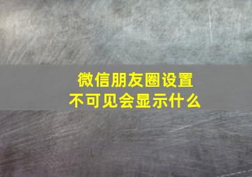 微信朋友圈设置不可见会显示什么