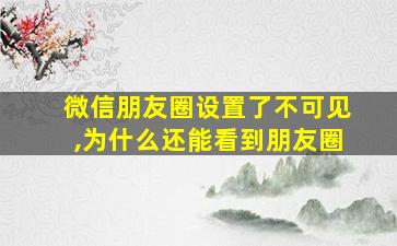 微信朋友圈设置了不可见,为什么还能看到朋友圈