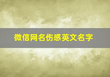 微信网名伤感英文名字