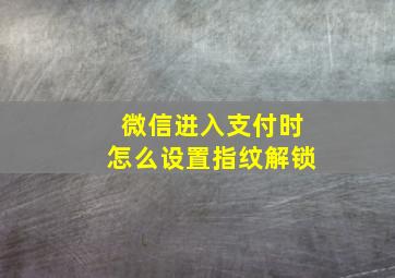 微信进入支付时怎么设置指纹解锁