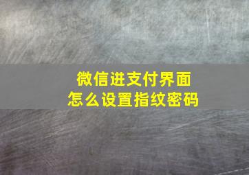 微信进支付界面怎么设置指纹密码