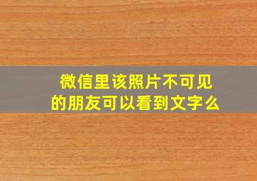 微信里该照片不可见的朋友可以看到文字么