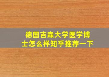 德国吉森大学医学博士怎么样知乎推荐一下