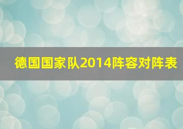 德国国家队2014阵容对阵表