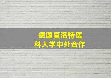 德国夏洛特医科大学中外合作