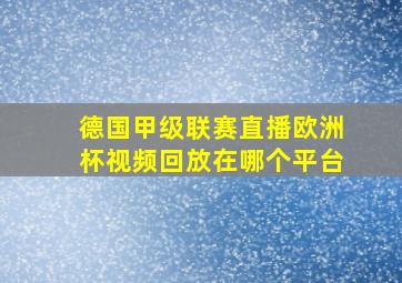 德国甲级联赛直播欧洲杯视频回放在哪个平台