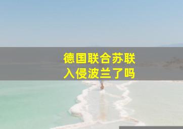 德国联合苏联入侵波兰了吗