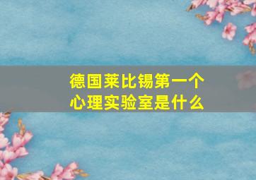 德国莱比锡第一个心理实验室是什么