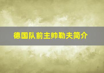 德国队前主帅勒夫简介