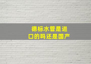 德标水管是进口的吗还是国产