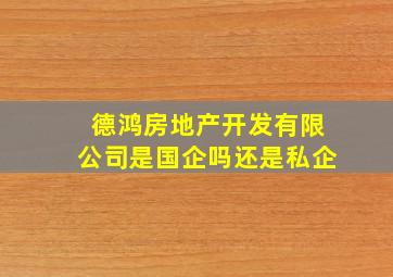 德鸿房地产开发有限公司是国企吗还是私企