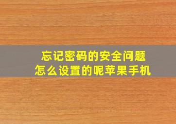 忘记密码的安全问题怎么设置的呢苹果手机