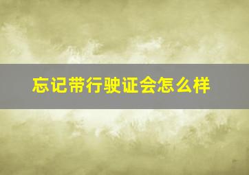 忘记带行驶证会怎么样