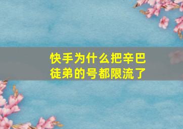 快手为什么把辛巴徒弟的号都限流了