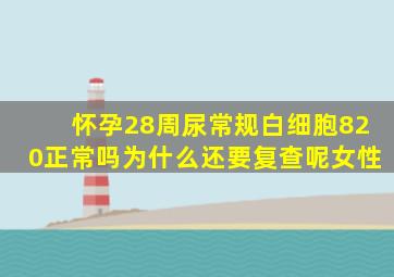 怀孕28周尿常规白细胞820正常吗为什么还要复查呢女性